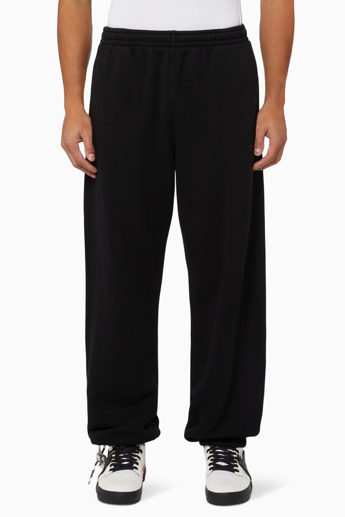 

Rubber Diagonals Slim Sweatpants in Cotton Terry, Black