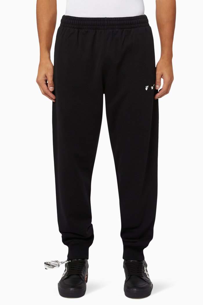 

Ow Logo Slim Cuffed Sweatpants in Cotton Terry, Black