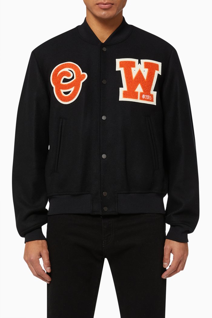 

Varsity Jacket in Wool Blend, Black