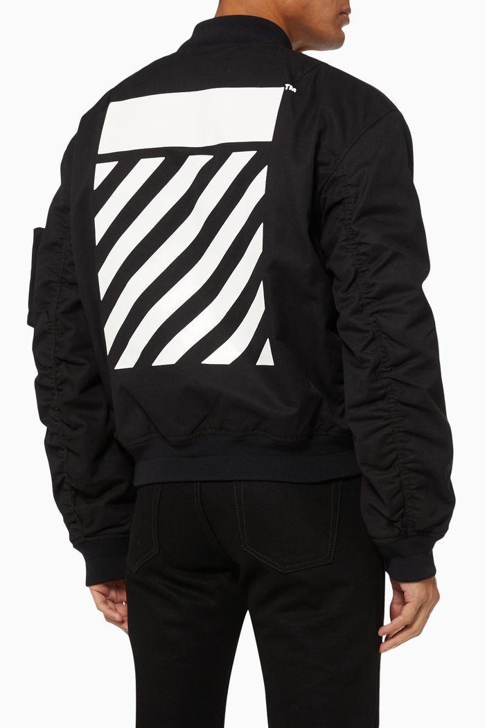

Diagonal Bomber Jacket in Technical Fabric, Black