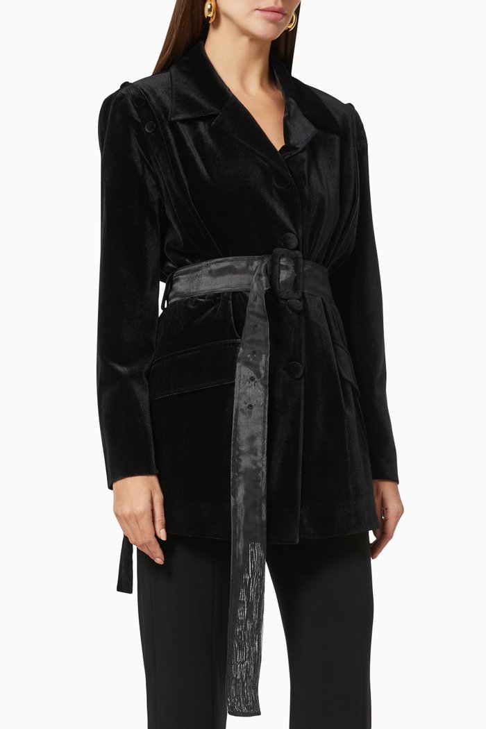 

Convertible Sleeve Jacket in Velvet, Black