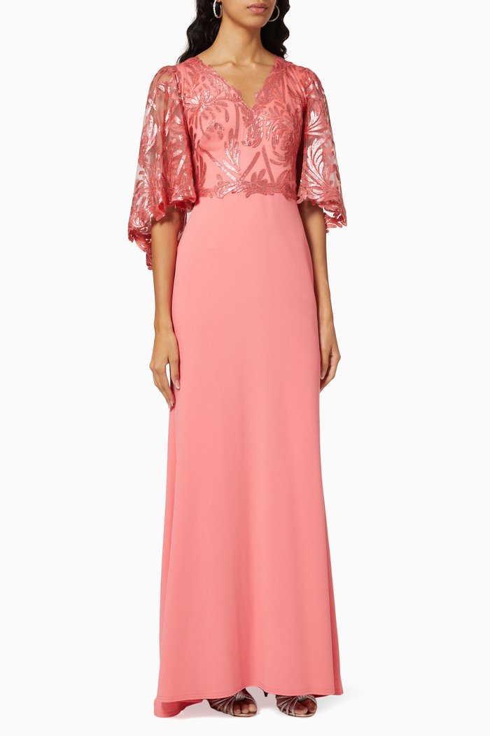 

Sequin Cape Gown, Pink