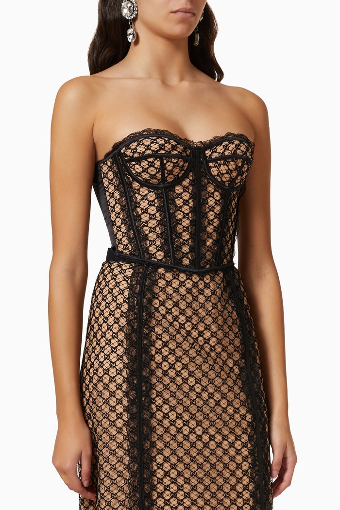 

Corset in GG net with Lace Trims, Black