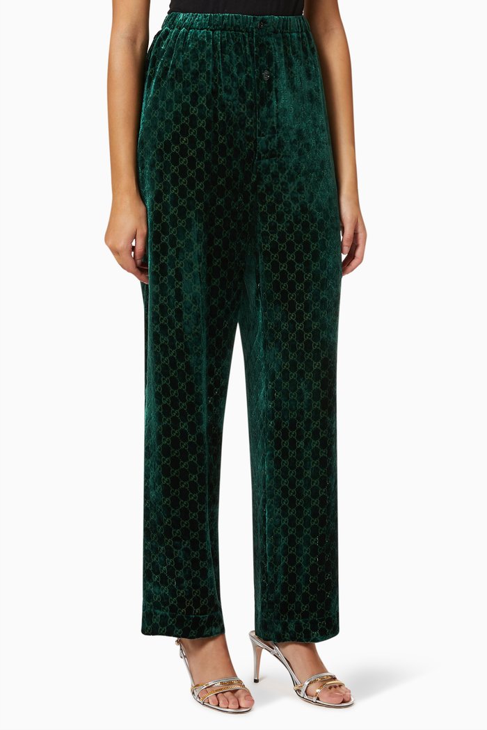 Pants in GG Velvet, Green
