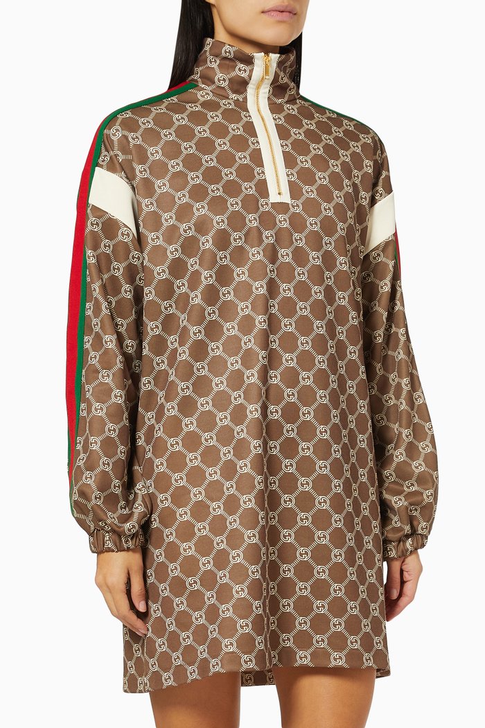

Dress in Interlocking G Technical Jersey, Brown
