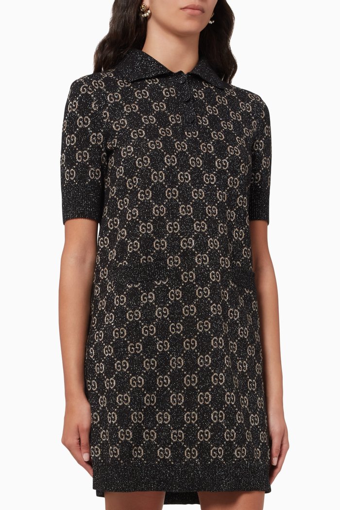 

Polo Dress in Lamé GG Jacquard, Black