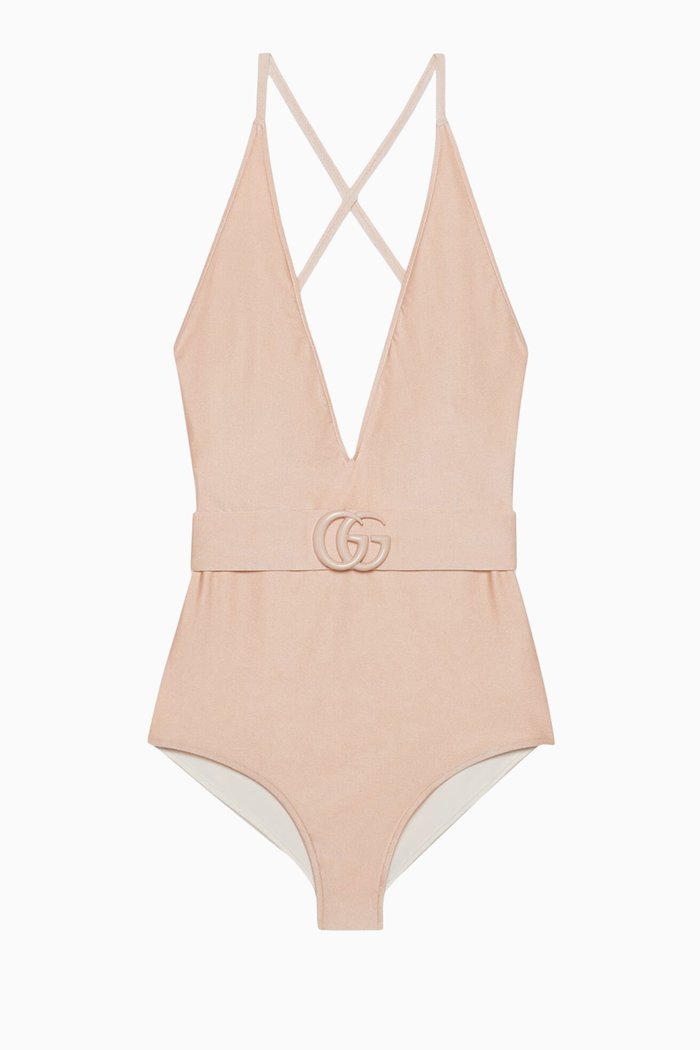 

Swimsuit with Double G in Sparkling Jersey, Pink