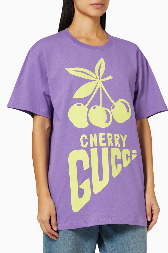 

'Cherry Gucci' T-shirt in Cotton Jersey, Purple