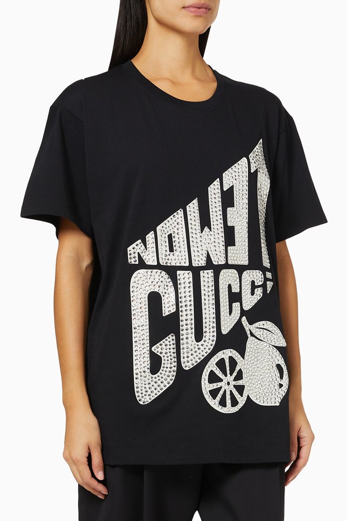 

'Lemon Gucci' T-shirt in Cotton Jersey, Black