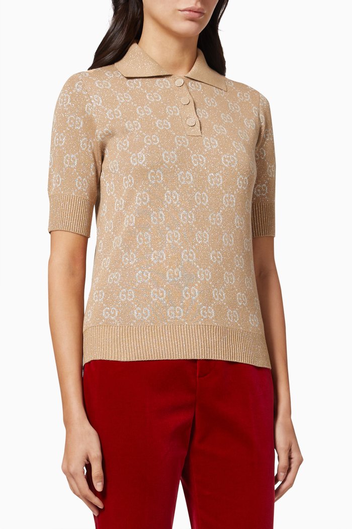 

Polo Top in Lamé GG Jacquard, Neutral
