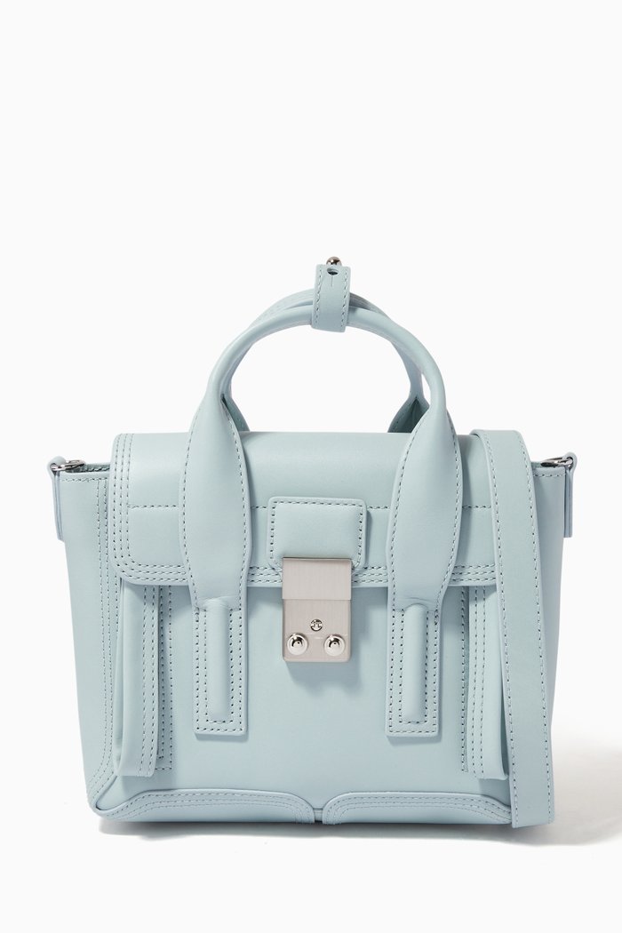 

Pashli Mini Satchel Bag in Smooth Leather, Blue