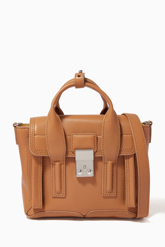 

Pashli Mini Satchel Bag in Smooth Leather, Brown