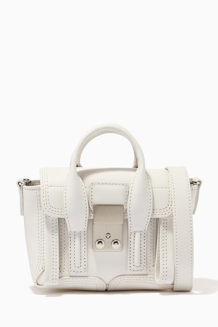 

Pashli Nano Satchel Bag in Smooth Leather, White