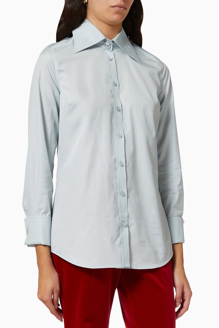 

Formal Shirt in Cotton Poplin, Blue