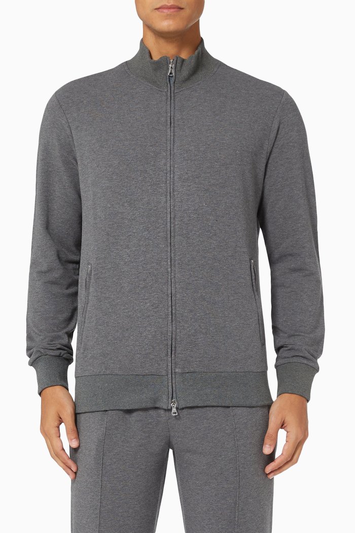 

Full Zip Sweatshirt in Cotton, Grey