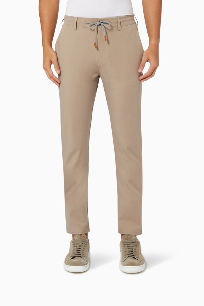 

Drawstring Trousers in Cotton, Neutral