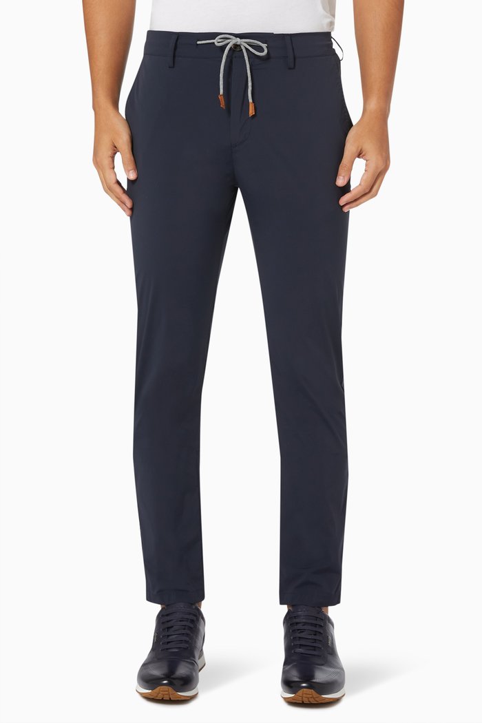 

Drawstring Trousers in Cotton, Blue