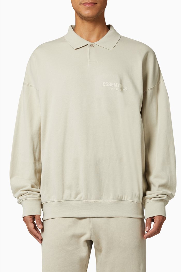 

Long Sleeve Polo in Terry, Neutral