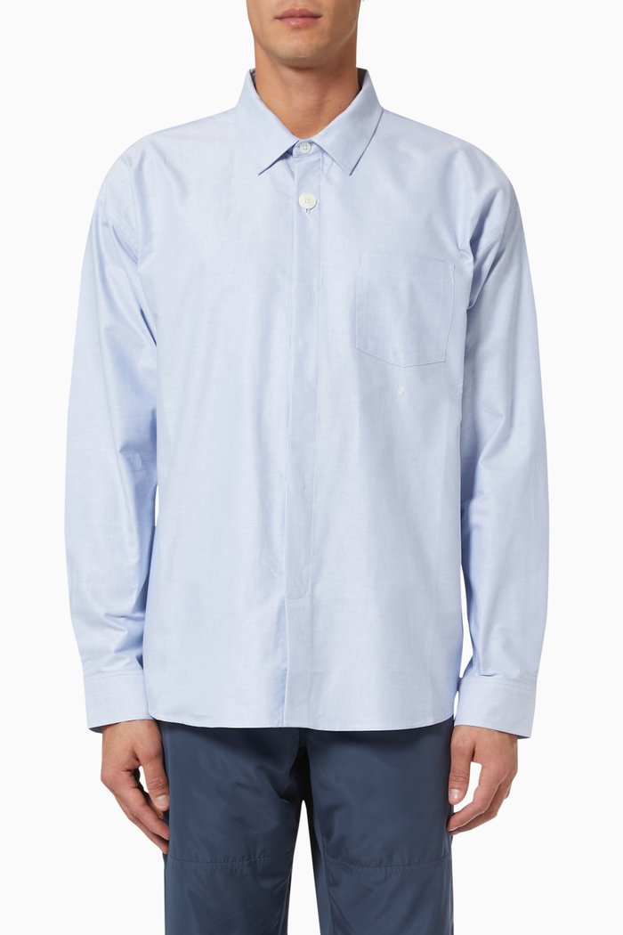 

Big Button Oxford Shirt in Cotton Poplin, Blue