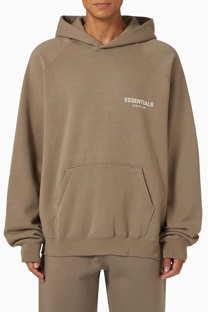 

Essentials Hoodie in Brushed Cotton Fleece, Grey