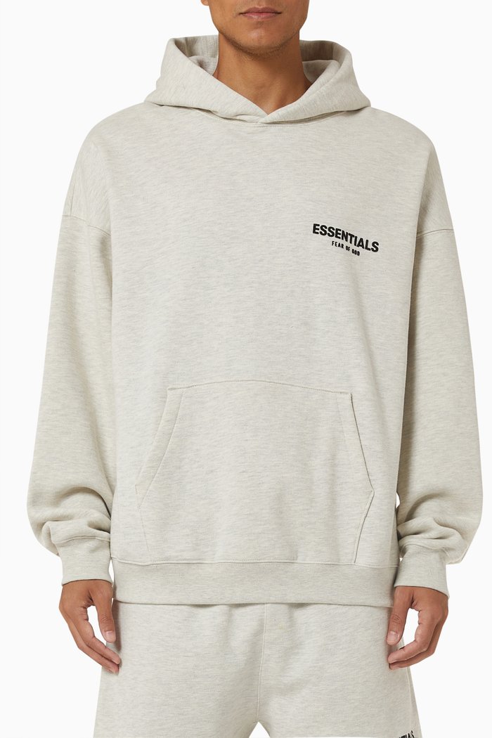 

Pullover Hoodie in Cotton Blend, Grey