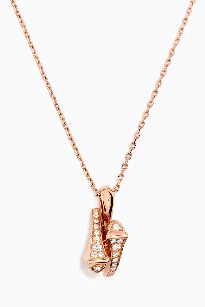 

Cleo Full Diamond Huggie Pendant Necklace in 18kt Rose Gold