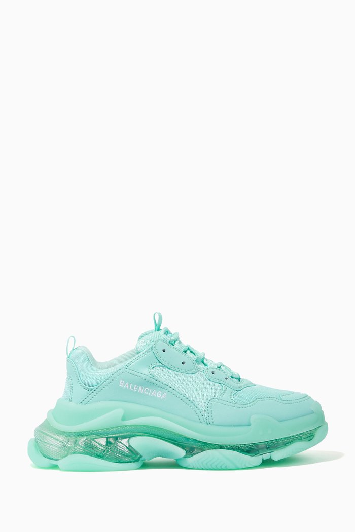 

Triple S Clear Sole Sneakers in Double Foam & Mesh, Green