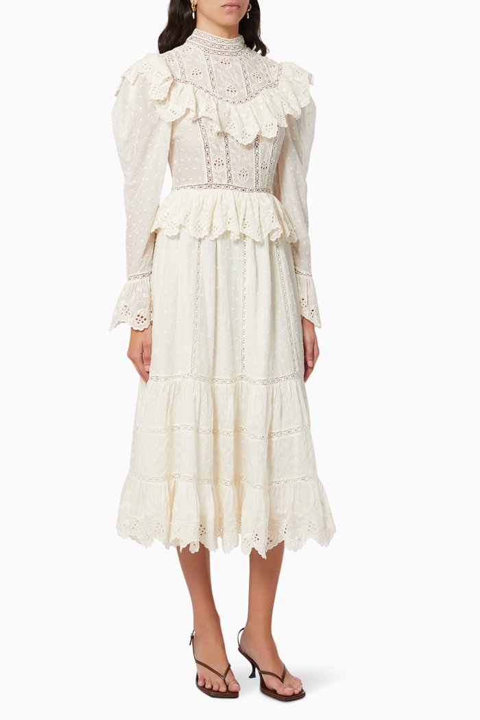 Fleur Dress in Cotton, White