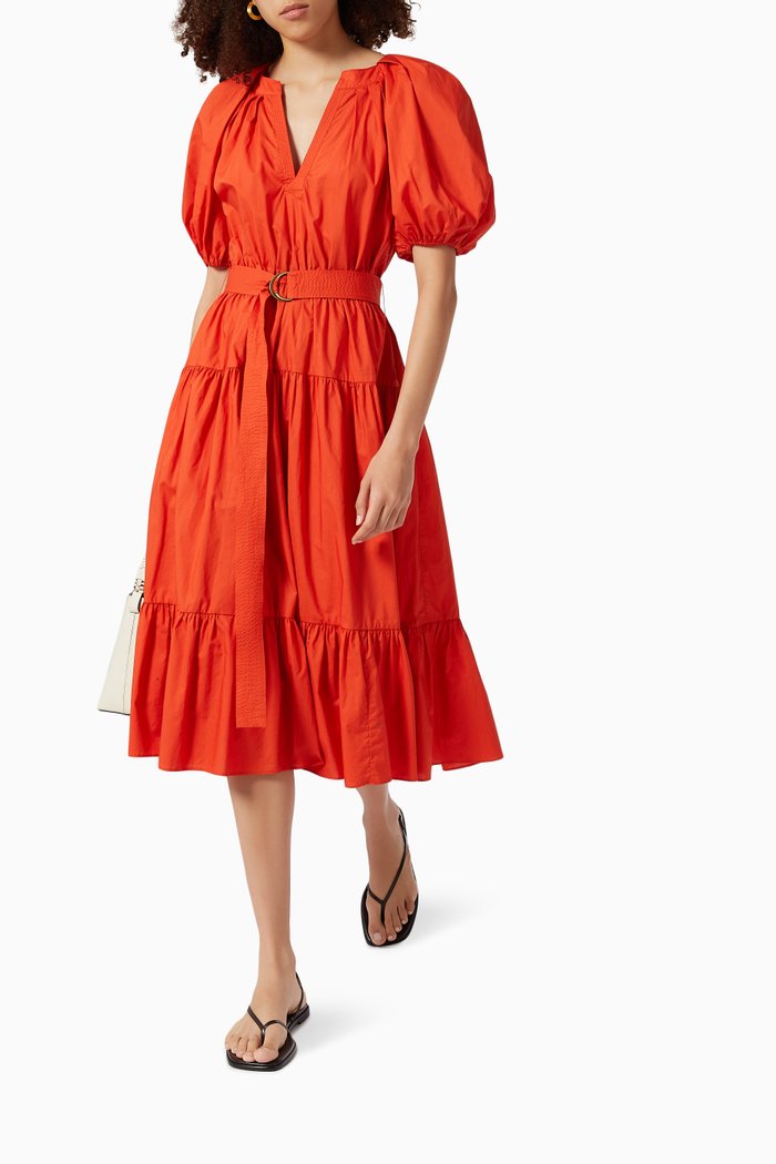 Josefina Dress in Cotton Poplin, Red