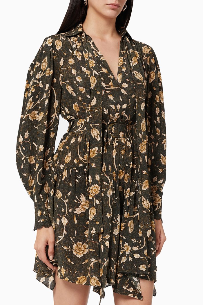 

Emmeline Dress in Floral Crepe de Chine, Green