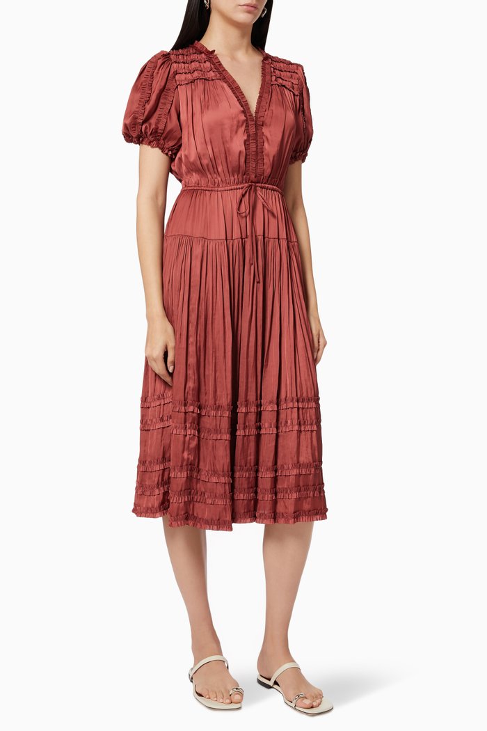 

Rose Dress in Plisse Satin, Pink