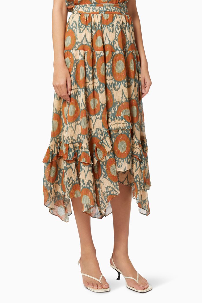 

Varisha Skirt in Lurex Stripe Cotton Viscose, Neutral
