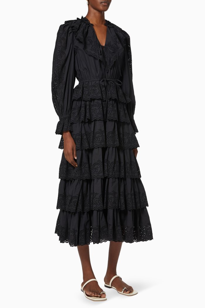 

Odile Midi Dress in Cotton Poplin, Black