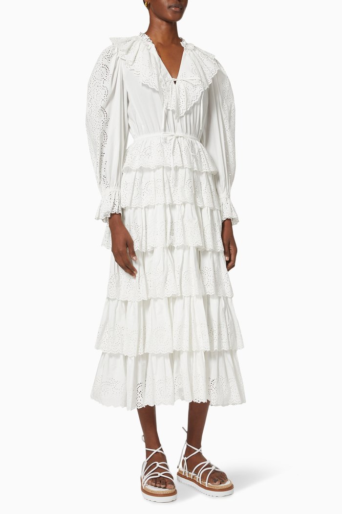 

Odile Midi Dress in Cotton Poplin, White
