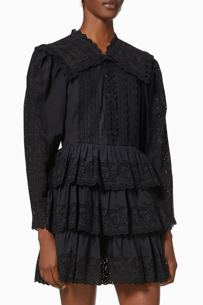 

Aster Mini Dress in Cotton Poplin, Black