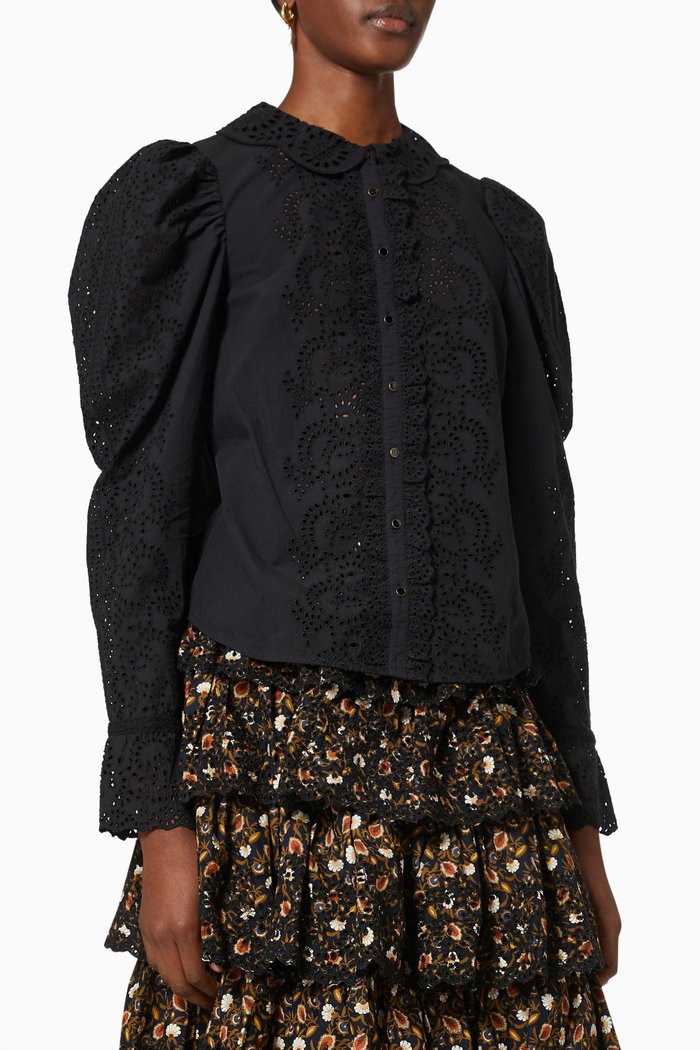 

Sage Blouse in Cotton Poplin, Black