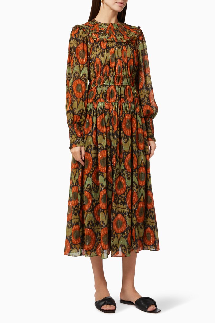 

Nadira Dress in Lurex Cotton Viscose, Brown