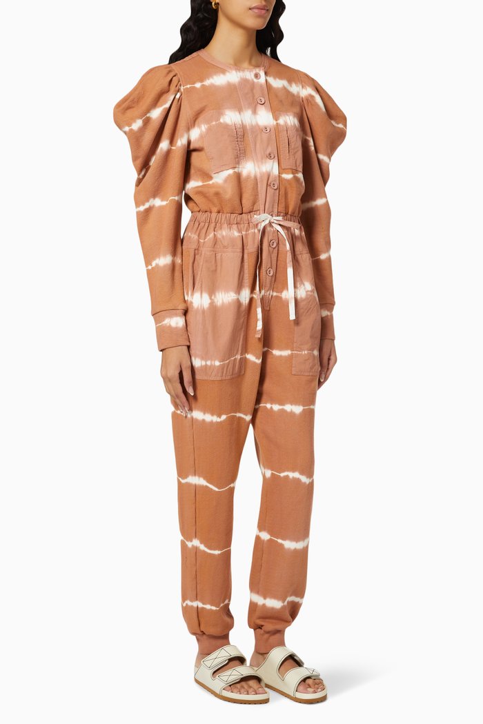 

Sadie Jumpsuit in Striped Cotton Fleece, Pink