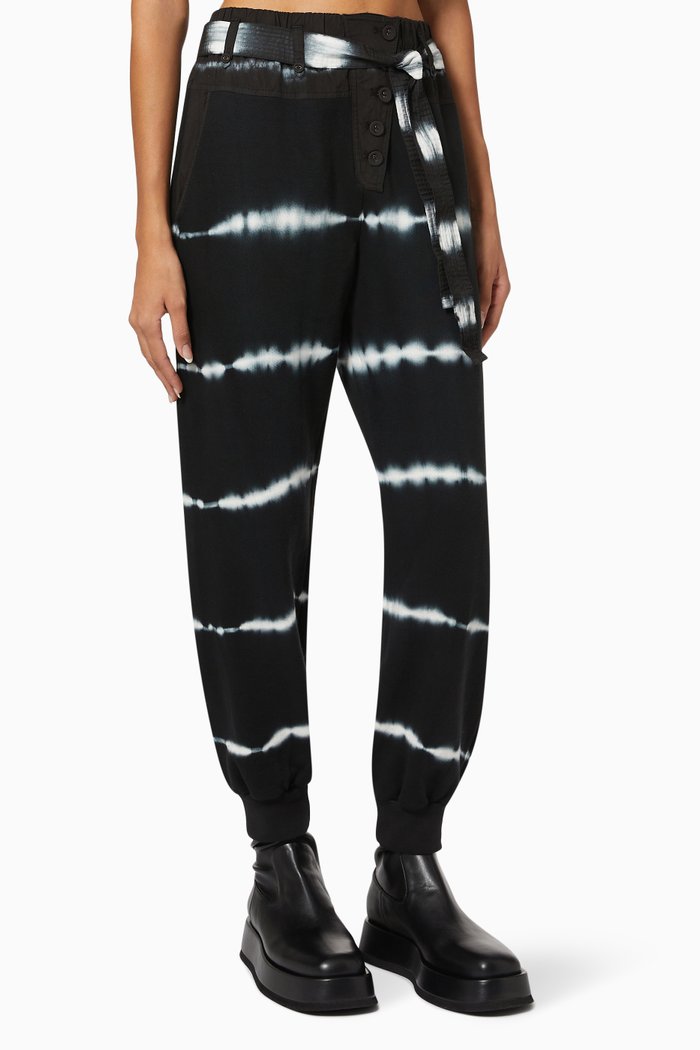 

Payton Sweatpants in Striped Cotton Fleece, Black