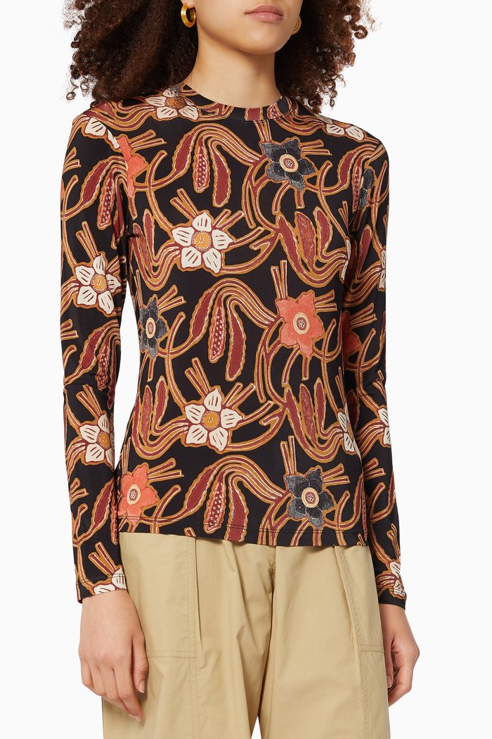 

Eve Top in Floral Rayon, Brown