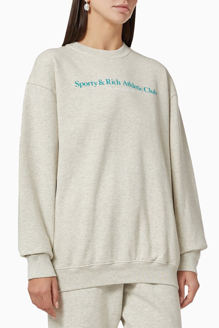 

Athletic Club Crewneck Sweatshirt in Cotton, Neutral