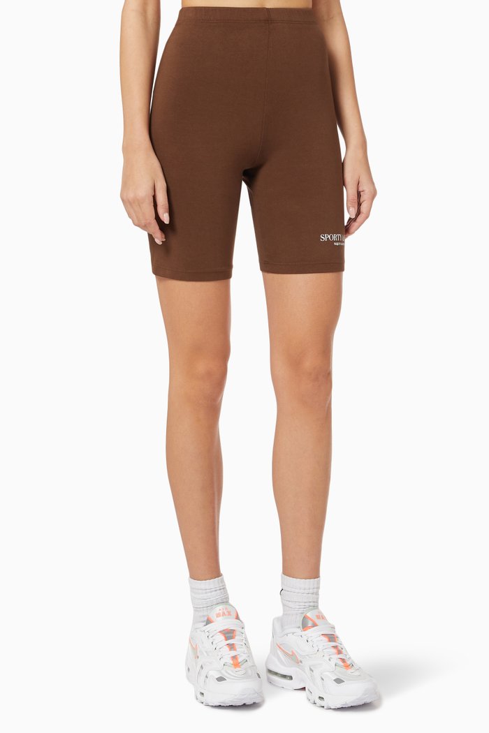 

California Logo Biker Shorts in Cotton, Brown