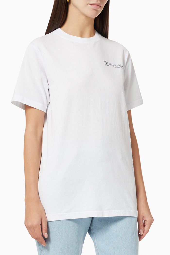 

Fitness Club Crewneck T-shirt in Cotton Jersey, White