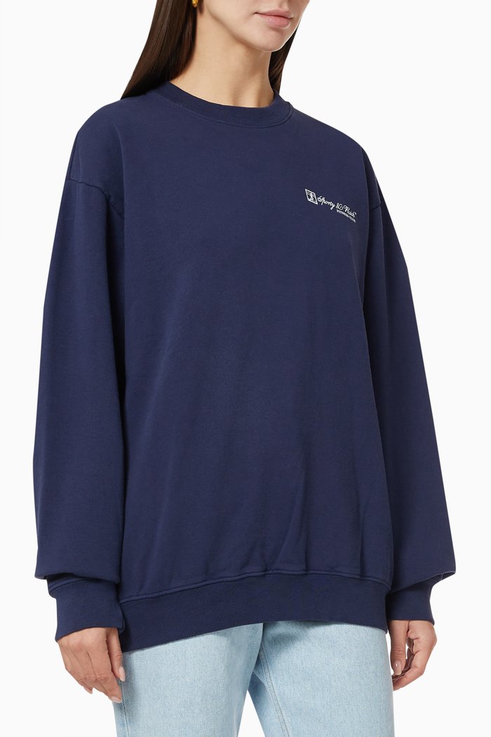 

Fitness Club Crewneck Sweatshirt in Cotton, Blue
