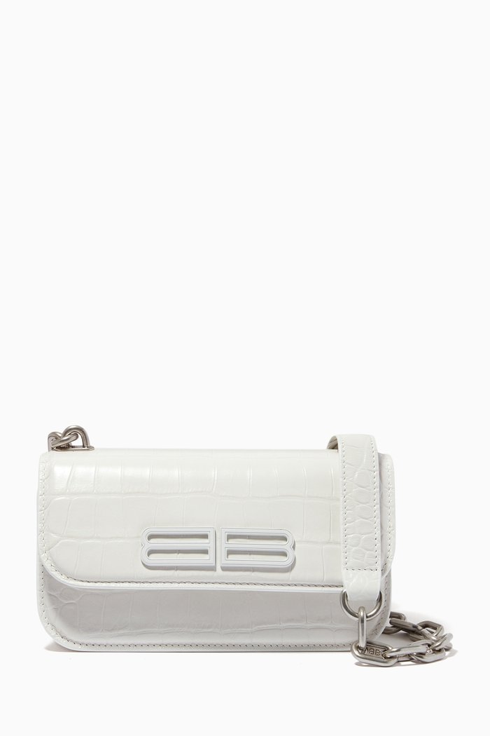 

Gossip XS Shoulder Bag in Croc-embossed Calfskin Leather, White