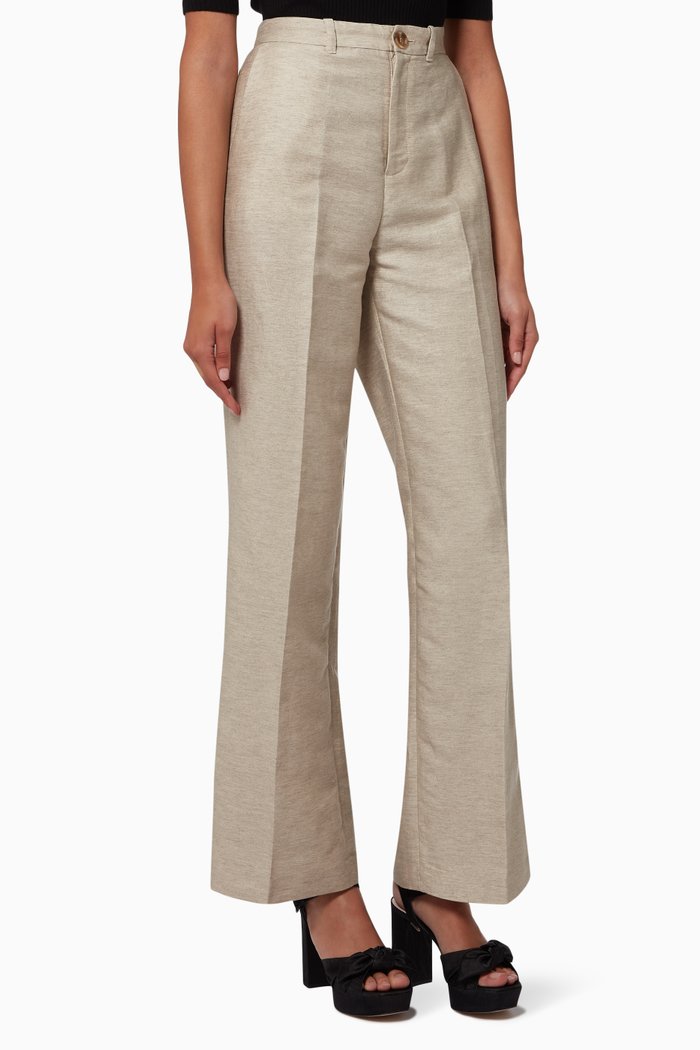 

Darlont Kick Flare Pants in Cotton, Neutral