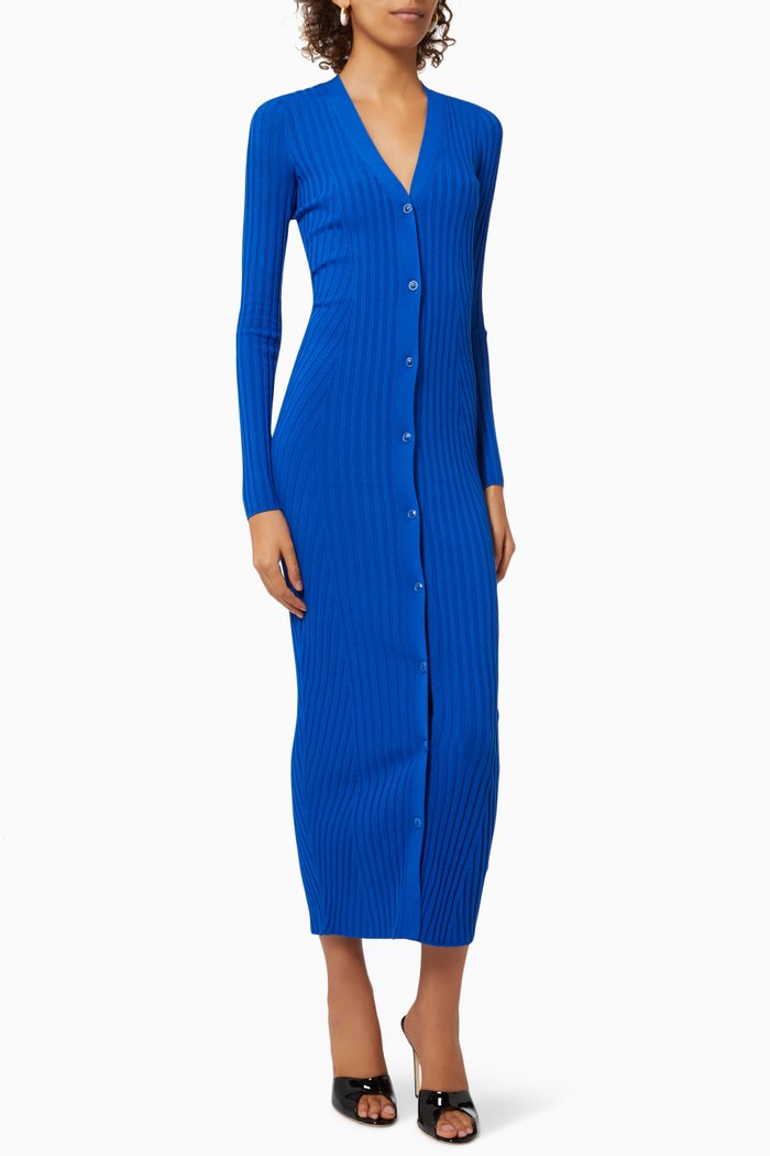 

Nardaa Dress in Rib-knit Viscose, Blue