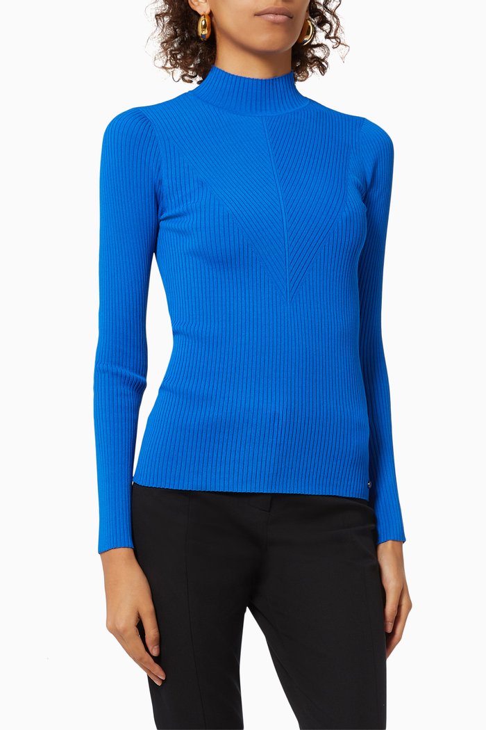Natalih Sweater in Rib-knit Viscose, Blue