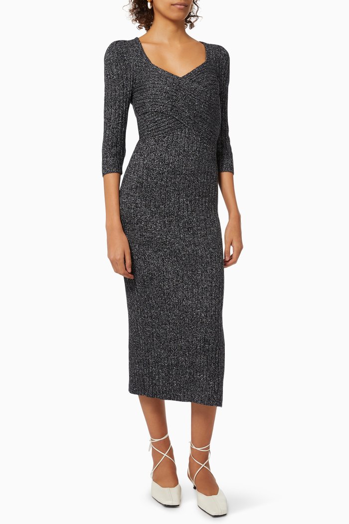

Chelsiy Dress in Rib-knit Viscose, Black