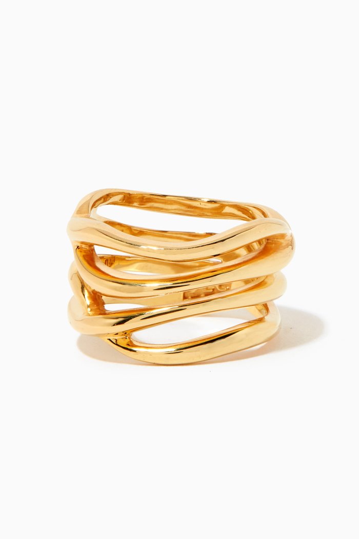 

Interlaced Waves Ring in 18kt Gold Plated Brass